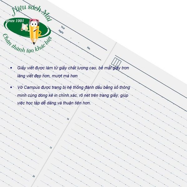 Vở kẻ ngang có chấm A4 Campus ĐL70gsm