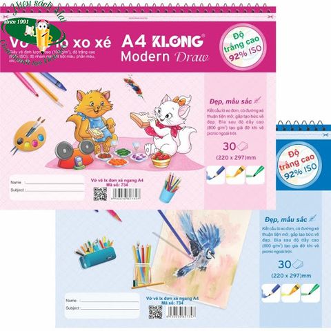 [KLONG] Vở vẽ A4 lò xo 30 tờ Klong734 (80Q/ thùng) sản phẩm chính hãng