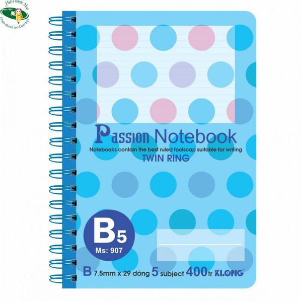 [KLONG] Sổ lò xo B5 kép 400 trang Klong907 (24Q/ thùng) sản phẩm chính hãng