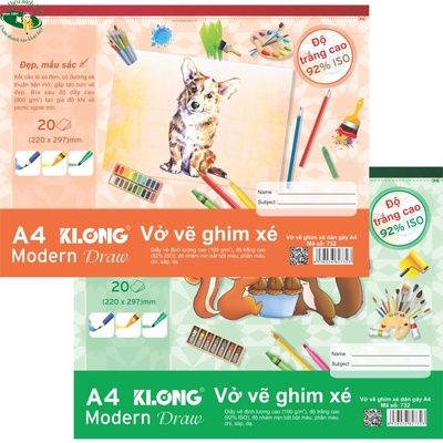 [KLONG] Vở vẽ A4 20 tờ Klong732 (120Q/ thùng) sản phẩm chính hãng