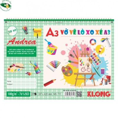 [KLONG] Vở vẽ A3 lò xo Klong711 (50Q/ thùng) sản phẩm chính hãng