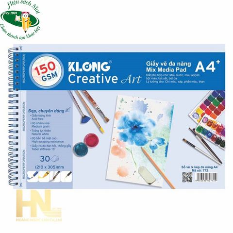 [KLONG] Vở vẽ lò xo A4 cao cấp Klong772 (80Q/ thùng) sản phẩm chính hãng