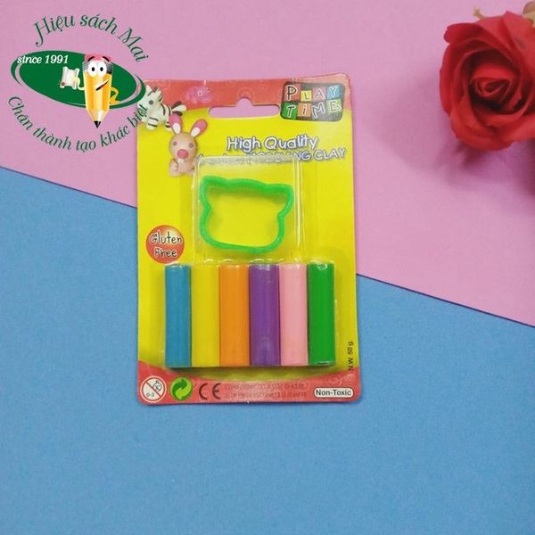 Vỉ đất nặn 6 màu 50g + 1 khuôn hình 002-6SM50 (288)