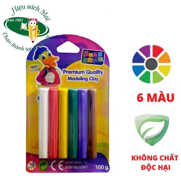 Vỉ đất nặn 6 màu 100g 002-6100 (144)