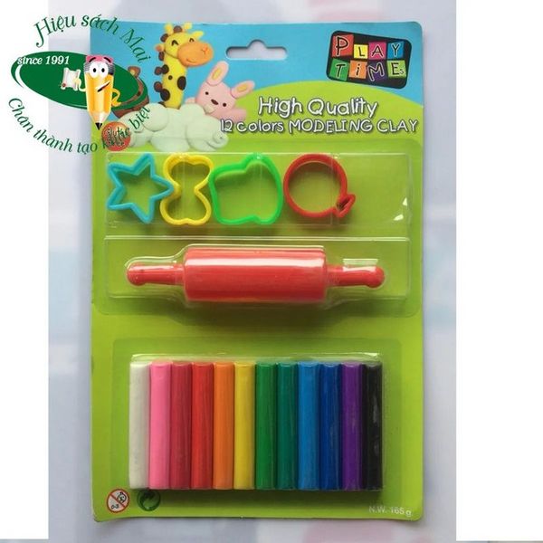 Vỉ đất nặn 12 màu 165g + 4 khuôn + 1 lăn Playtime 002-4SMR12165 (24)