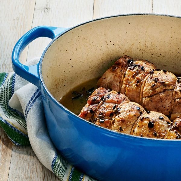 Nồi gang Le Creuset Brater Rund Evo 24cm xanh dương đậm