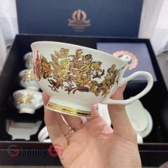  Bộ trà sứ xương Imperial hoa cúc size to (1 ấm, 6 bộ tách, 1 đựng bã) 