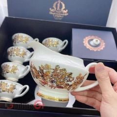  Bộ trà sứ xương Imperial hoa cúc size to (1 ấm, 6 bộ tách, 1 đựng bã) 