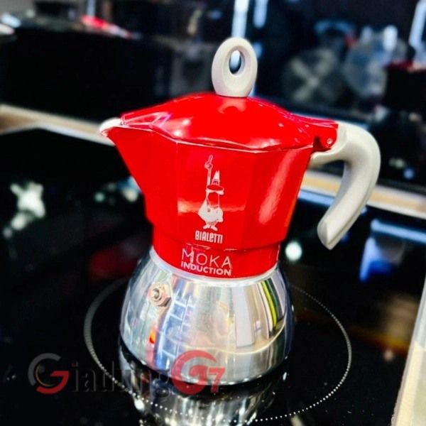 Ấm pha cà phê Bialetti Moka Induction 4 cốc màu đỏ dùng trên bếp từ