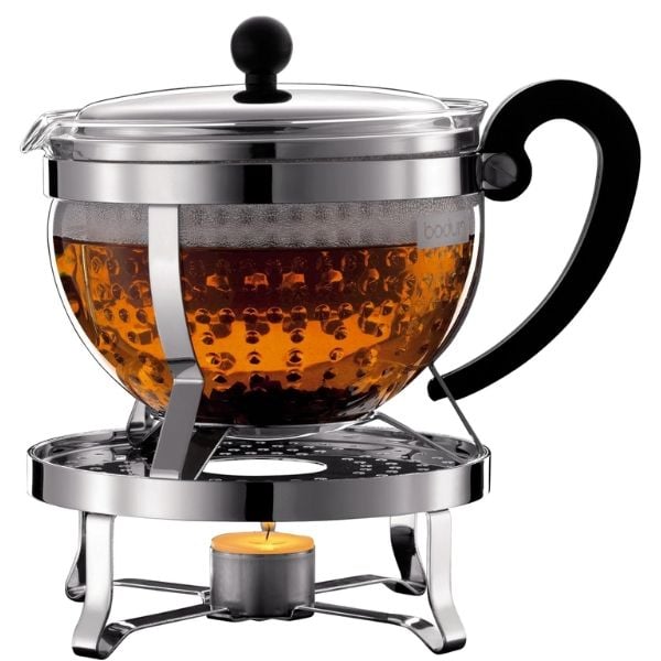 Ấm pha trà Bodum Chambord Rechaud 1.3L kèm kệ đun nến