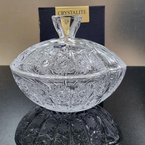 Âu pha lê Bohemia 18cm có nắp