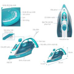  Bàn ủi hơi nước Tefal FV5737E0 2500W màu xanh 