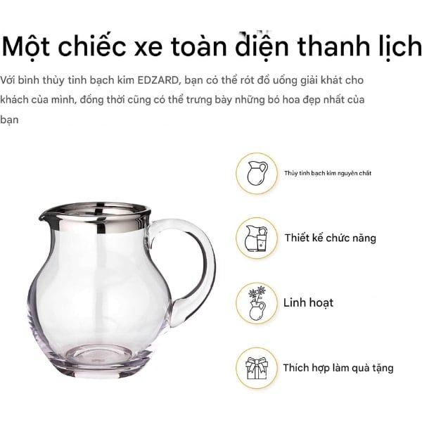 Bình đựng nước pha lê Edzard Olivia Glass 1 lít cao 16cm