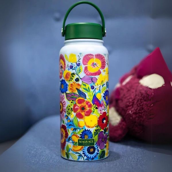 Bình giữ nhiệt Magrace 1 lít với 2 mẫu màu có họa tiết cây cỏ hoa lá