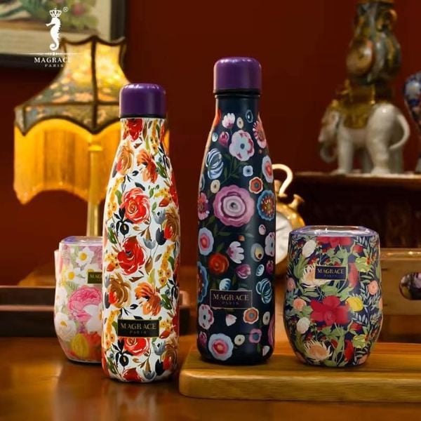 Bình giữ nhiệt Magrace 500ml với 2 mẫu họa tiết cây cỏ hoa lá