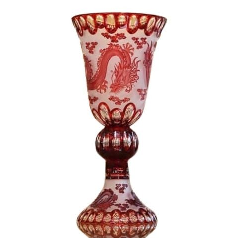 Bình hoa cúp pha lê Bohemia cao 50.5cm, miệng 24cm