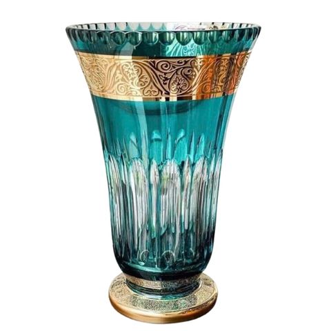 Bình hoa pha lê chân đế xanh ngọc Ales Zverina 30cm