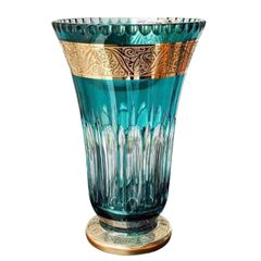 Bình hoa pha lê chân đế xanh ngọc Ales Zverina 30cm