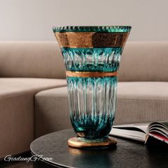  Bình hoa pha lê chân đế xanh ngọc Ales Zverina 35cm 