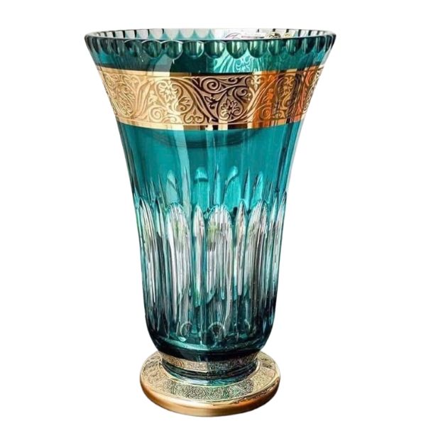 Bình hoa pha lê chân đế xanh ngọc Ales Zverina 35cm