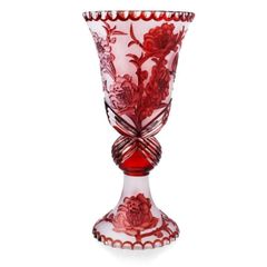 Bình hoa pha lê cúp Sakura Ales Zverina 50.5cm màu đỏ