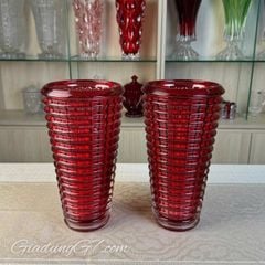  Bình hoa vân sóng Ruby cao 28cm miệng tròn 