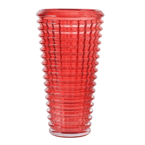 Bình hoa vân sóng Ruby pha lê cao 28cm
