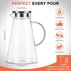  Bình thủy tinh Susteas 2L chịu nhiệt quai cầm vòng cung 