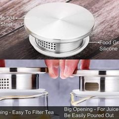  Bình thủy tinh Susteas 2L chịu nhiệt quai cầm vòng cung 