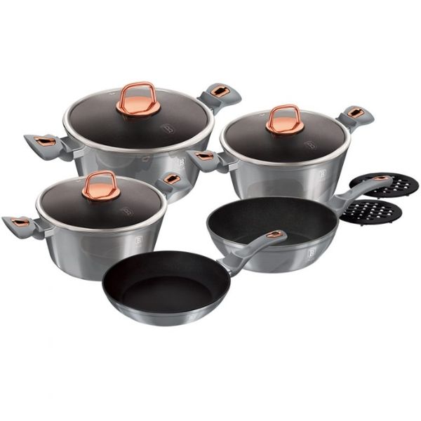 Bộ 10 món nồi chảo Berlinger Haus BH/6020 (3 nồi, 2 chảo, 2 lót đế)