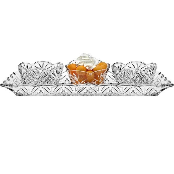 Bộ 3 bát kèm đĩa pha lê Dublin Godinger R4-25570