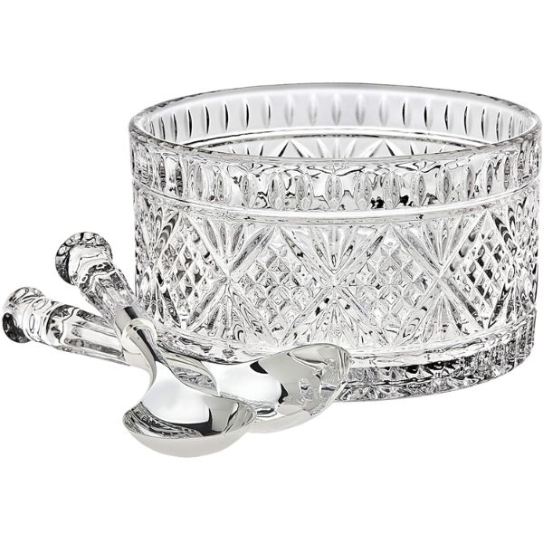 Bộ 3 món pha lê Salad Godinger Dublin (Bát kèm dĩa thìa)