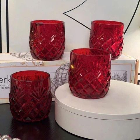 Bộ 4 cốc pha lê Dublin 200ml màu đỏ