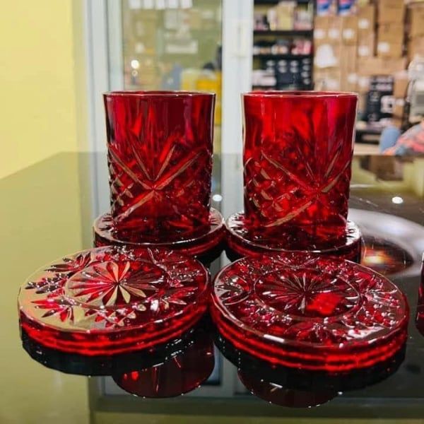 Bộ 4 cốc pha lê Dublin đỏ 325ml