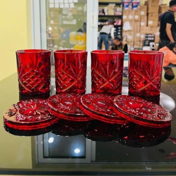 Bộ 4 cốc pha lê Dublin đỏ 325ml