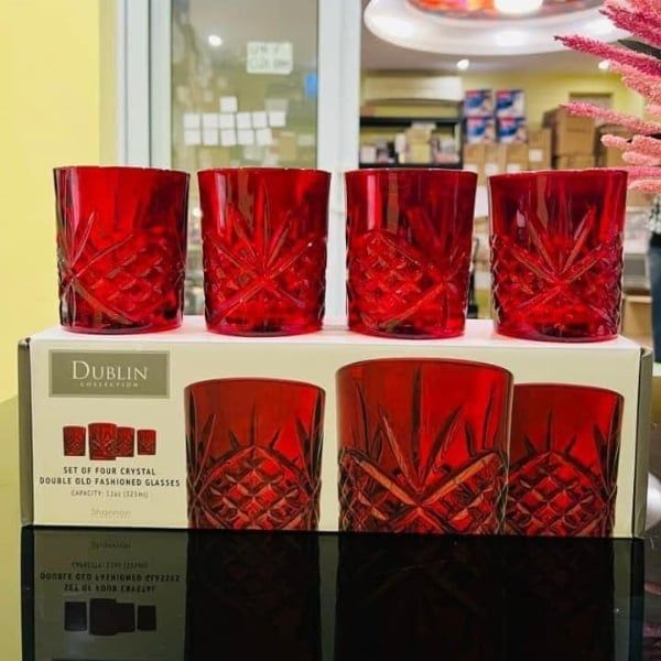 Bộ 4 cốc pha lê Dublin đỏ 325ml