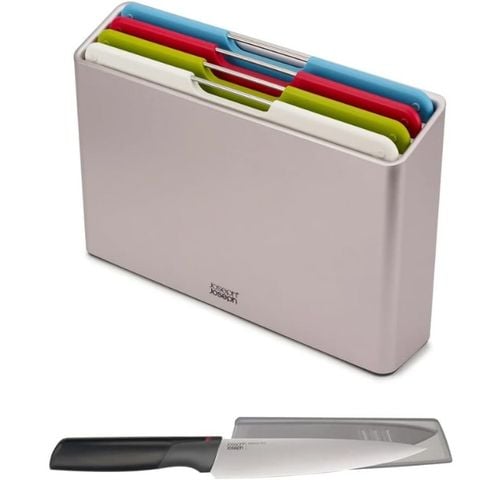Bộ 4 thớt kèm dao Joseph Folio 98995 vỏ inox màu bạc