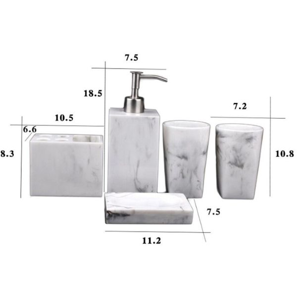 Bộ 5 món phụ kiện nhà tắm vân đá Marble