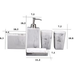  Bộ 5 món phụ kiện nhà tắm vân đá Marble 