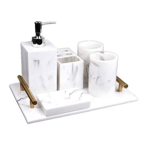 Bộ 5 món phụ kiện nhà tắm vân đá Marble