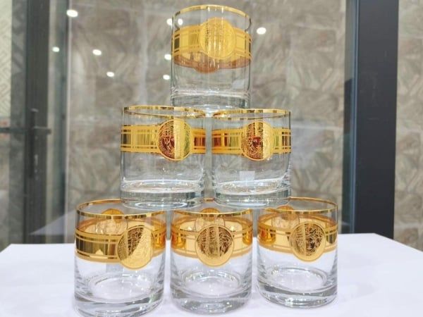 Bộ 6 cốc pha lê mạ vàng 24k Bohemia 45ml