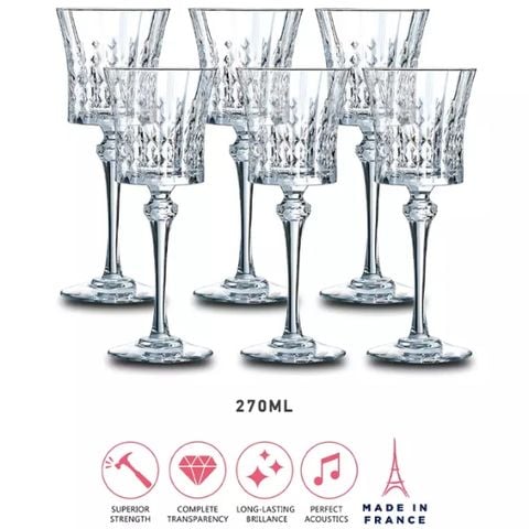 Bộ 6 ly vang đỏ Lady Diamond 270ml - Made in France