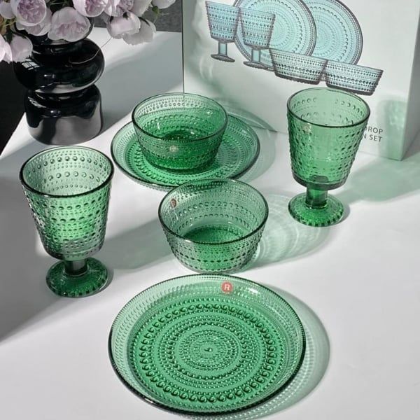 Bộ 6 món Ranke Home - 2 bát, 2 đĩa, 2 ly thủy tinh pha lê Châu Âu