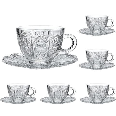 Bộ 6 tách chén pha lê mài Bohemia 150ml Sunshine Embossed
