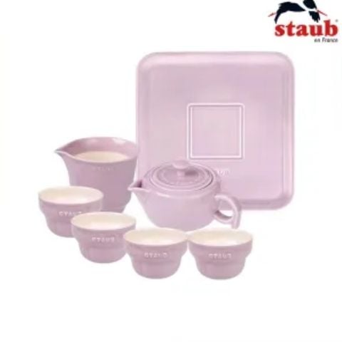 Bộ ấm chén trà Staub kèm khay màu tím 7 món