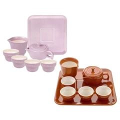  Bộ ấm chén trà Staub kèm khay màu cam 7 món 