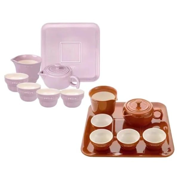 Bộ ấm chén trà Staub kèm khay màu tím
