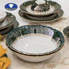  Bộ bát đĩa sứ Tiệp nền xanh dây vàng 38 món 
