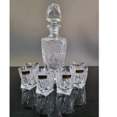 Bộ bình rượu 500ml + 6 cốc pha lê mài Bohemia 55ml
