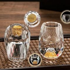  Bộ chén rượu pha lê mắt trâu vàng 24k 15ml 